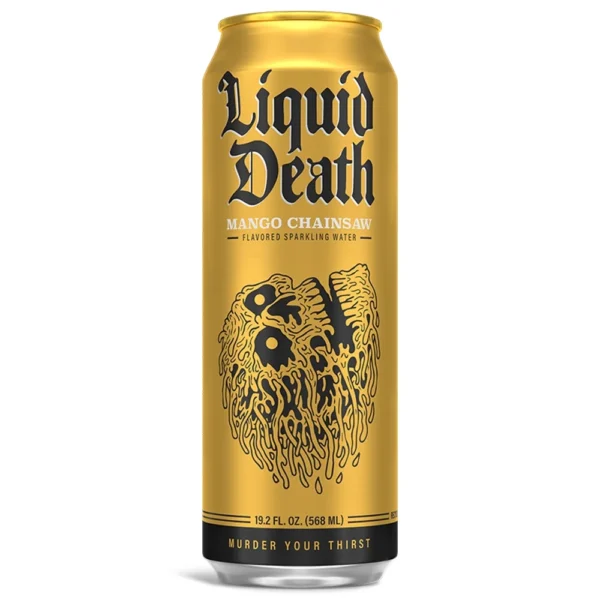 Liquid Death Mango Chainsaw Flavored Sparkling Water 24 pack/19.2 oz cans