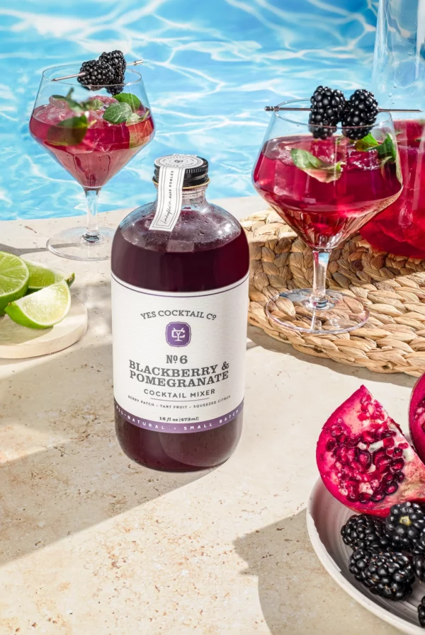 Yes Cocktail Co Blackberry Pomegranate Cocktail Mixer 3 pack/16 oz glass - Image 2