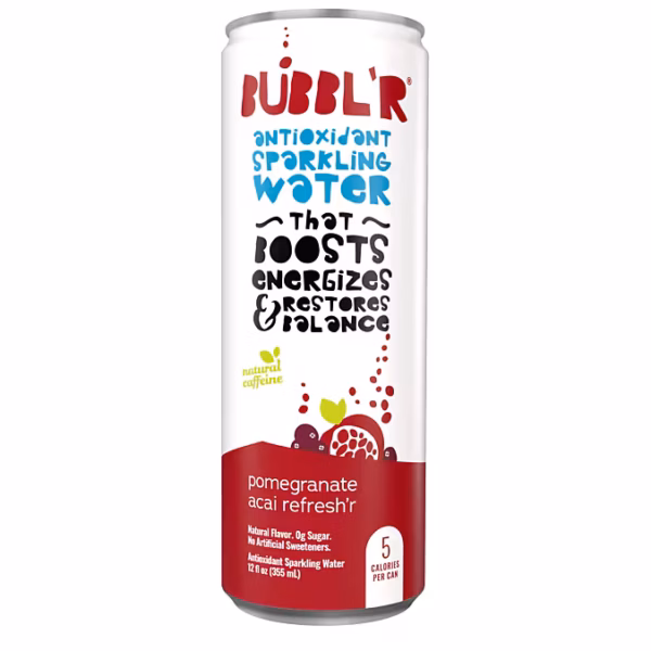 Bubbl'r Pomegranate Acai Refresh'r Antioxidant Sparkling Water 24 pack/12 oz can