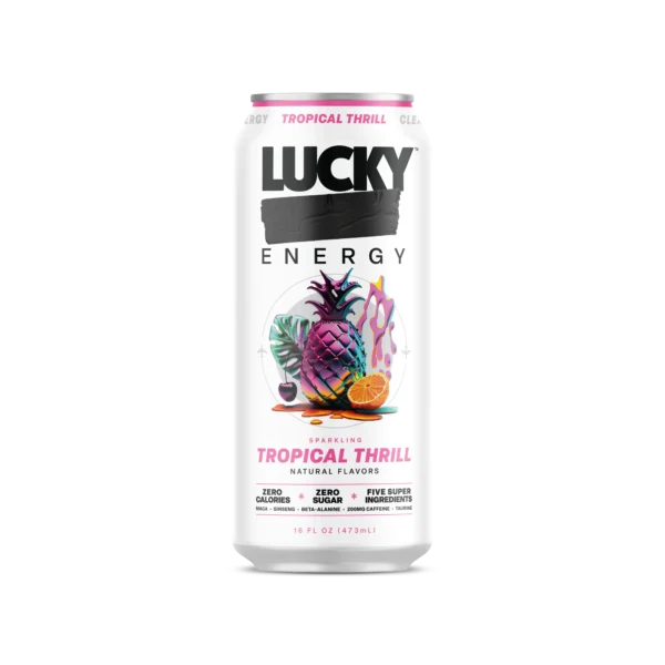Lucky Energy Drink Sparkling Tropical Thrill 12 pack/16 oz cans