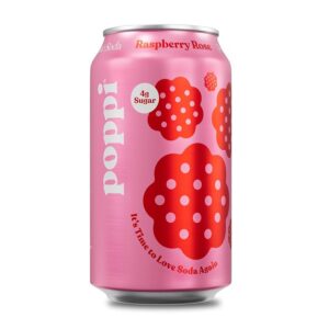Poppi Prebiotic Raspberry Rose Soda 4 pack/12 oz cans