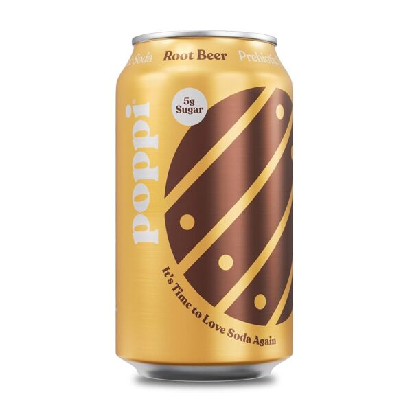 Poppi Prebiotic Root Beer Soda 4 pack/12 oz cans