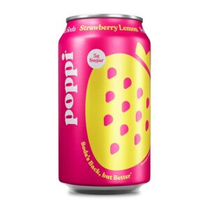 Poppi Prebiotic Strawberry Lemon Soda 12 pack/12 oz cans