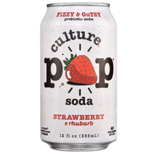 Culture Pop Strawberry and Rhubarb Soda 12 pack/12 oz cans