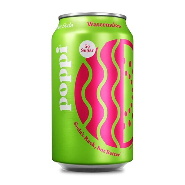 Poppi Prebiotic Watermelon Soda 12 pack/12 oz cans