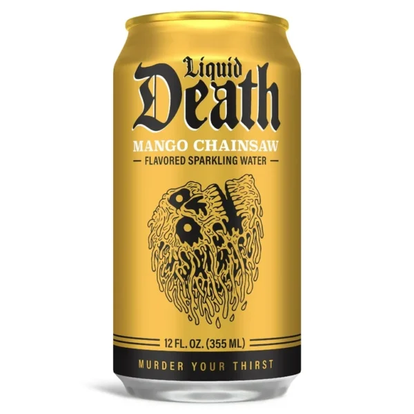 Liquid Death Mango Chainsaw Flavored Sparkling Water 24 pack/12 oz cans