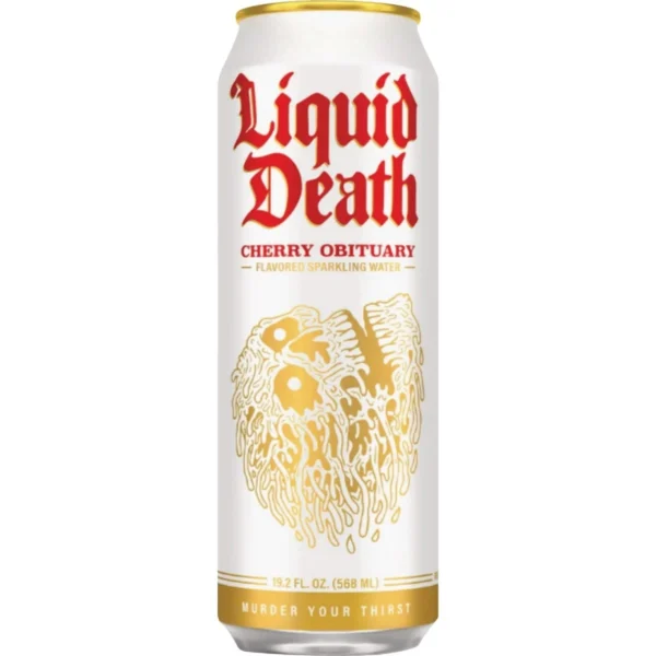 Liquid Death Cherry Obituary Sparkling Flavored Water 24 pack/19.2 oz cans