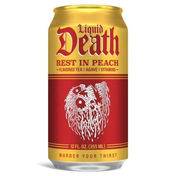 Liquid Death Rest In Peach Flavored Sparkling Water 24 pack/12 oz cans