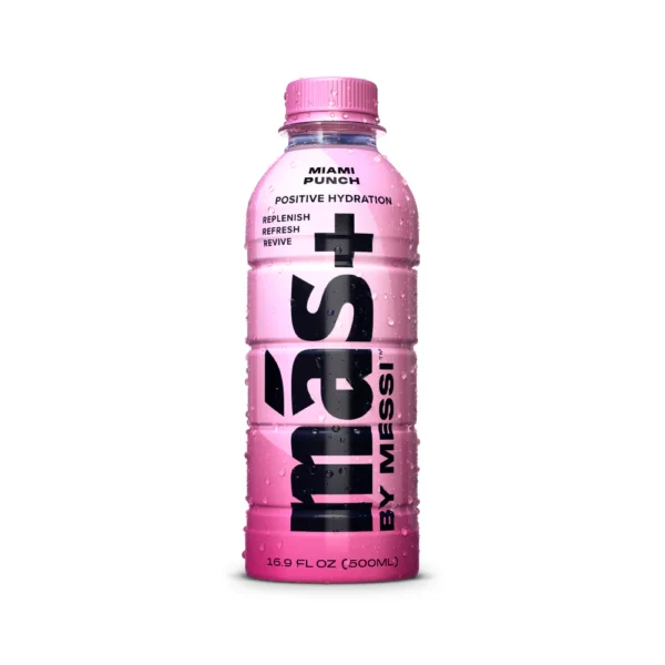Mas+ by Messi Positive Hydration Miami Punch 12 pack/16.9 oz plastic bottles