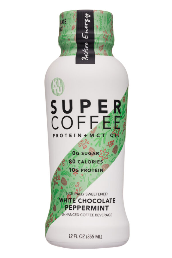 Super Coffee White Chocolate Peppermint 12 pack/12 oz plastic bottles