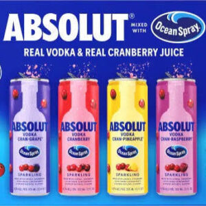 Absolut Vodka Ocean Spray Variety 24 pack/12 oz cans